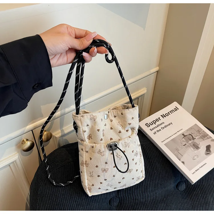 

Модная маленькая вельветовая сумка через плечо с бантом и принтом, милый плиссированный кошелек для телефона для женщин, подарок для девочек, мини-сумка bolsas de mujer