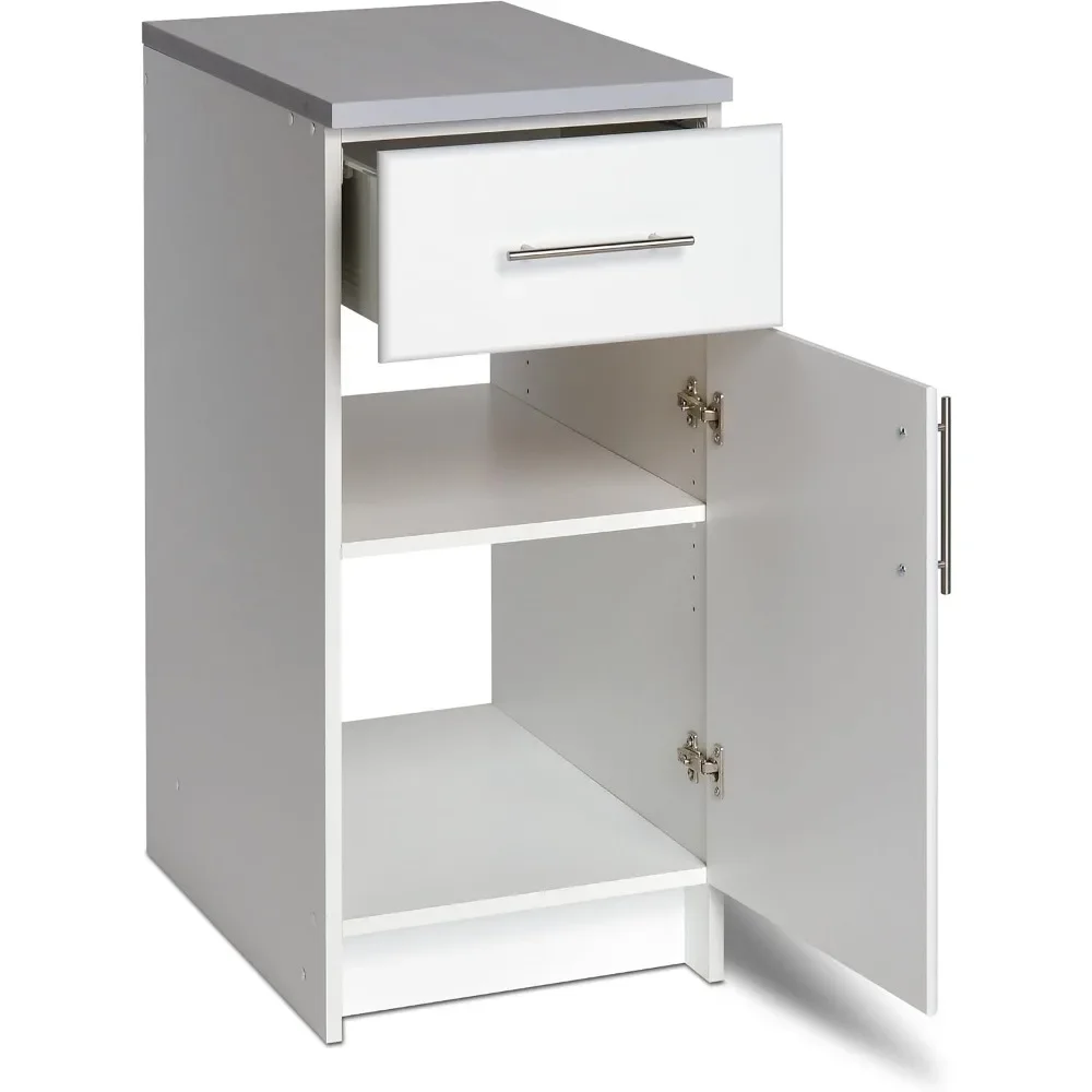 Elite 16" Storage Cabinet, White Storage Cabinet, Base Cabinet, Bathroom Cabinet with 1 Drawer and Adjustable Shelf