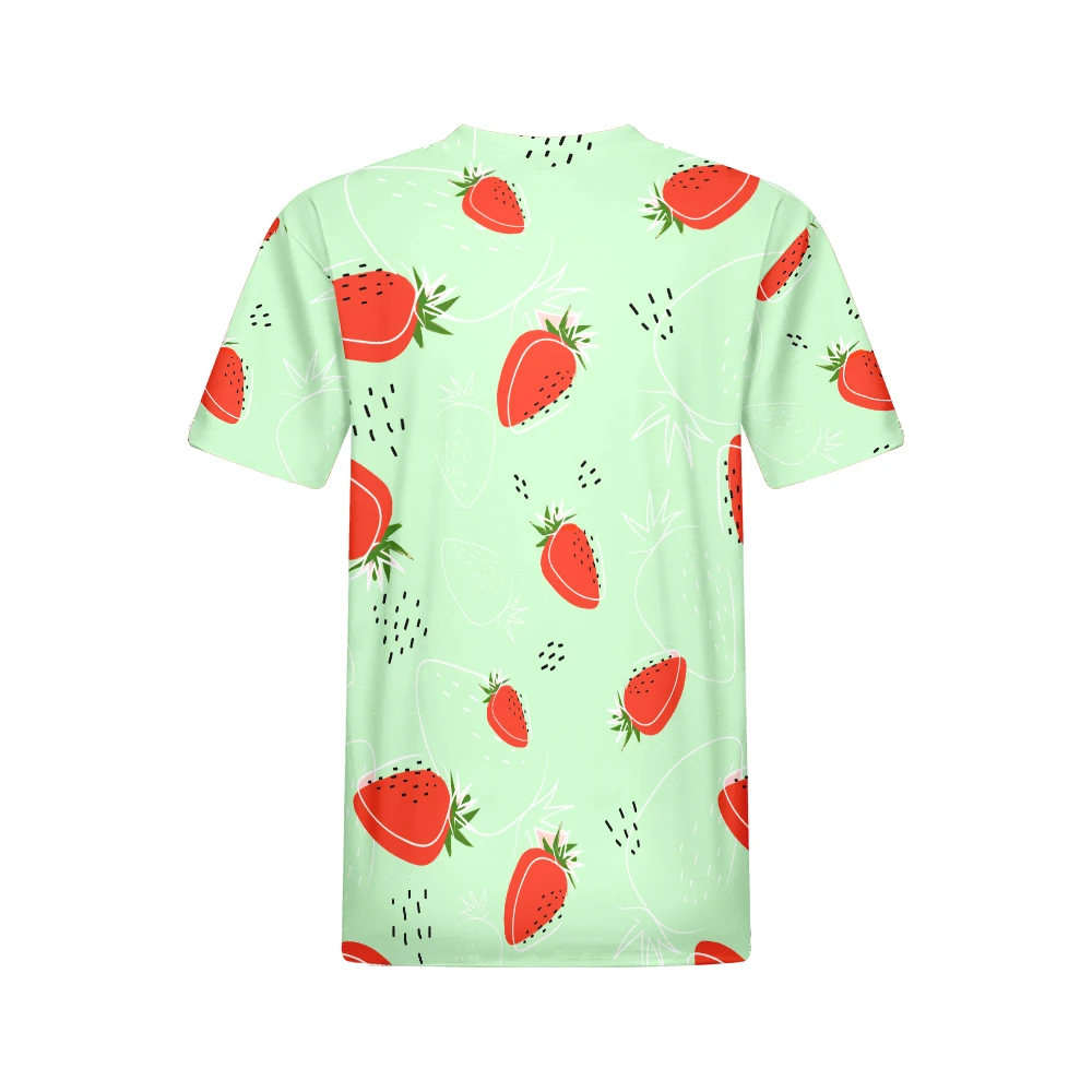 Zoete Roze Aardbei Print Vrouwen T-Shirts Zomer Nieuw 2024 Meisje T-Shirts Fruit Patroon Casual Korte Mouw O-hals T-Shirt Dames