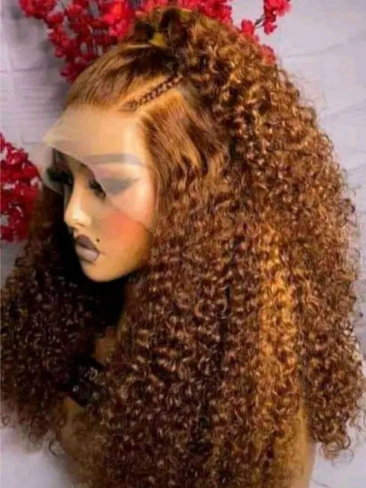 4/27 Highlight Honigbraune Lockige Transparente HD 13x4 Lace Frontal Echthaar-Perücken Ombre Farbe Tiefe Wasserwelle Echthaar-Perücken