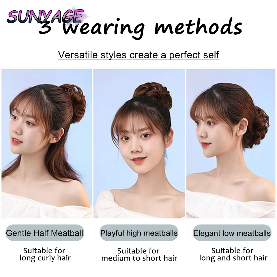 Sunyage-onda resistente ao calor elegante como mensageiro Grip Bun, adequado para todos os tipos de cabelo, perfeito para a vida diária das mulheres