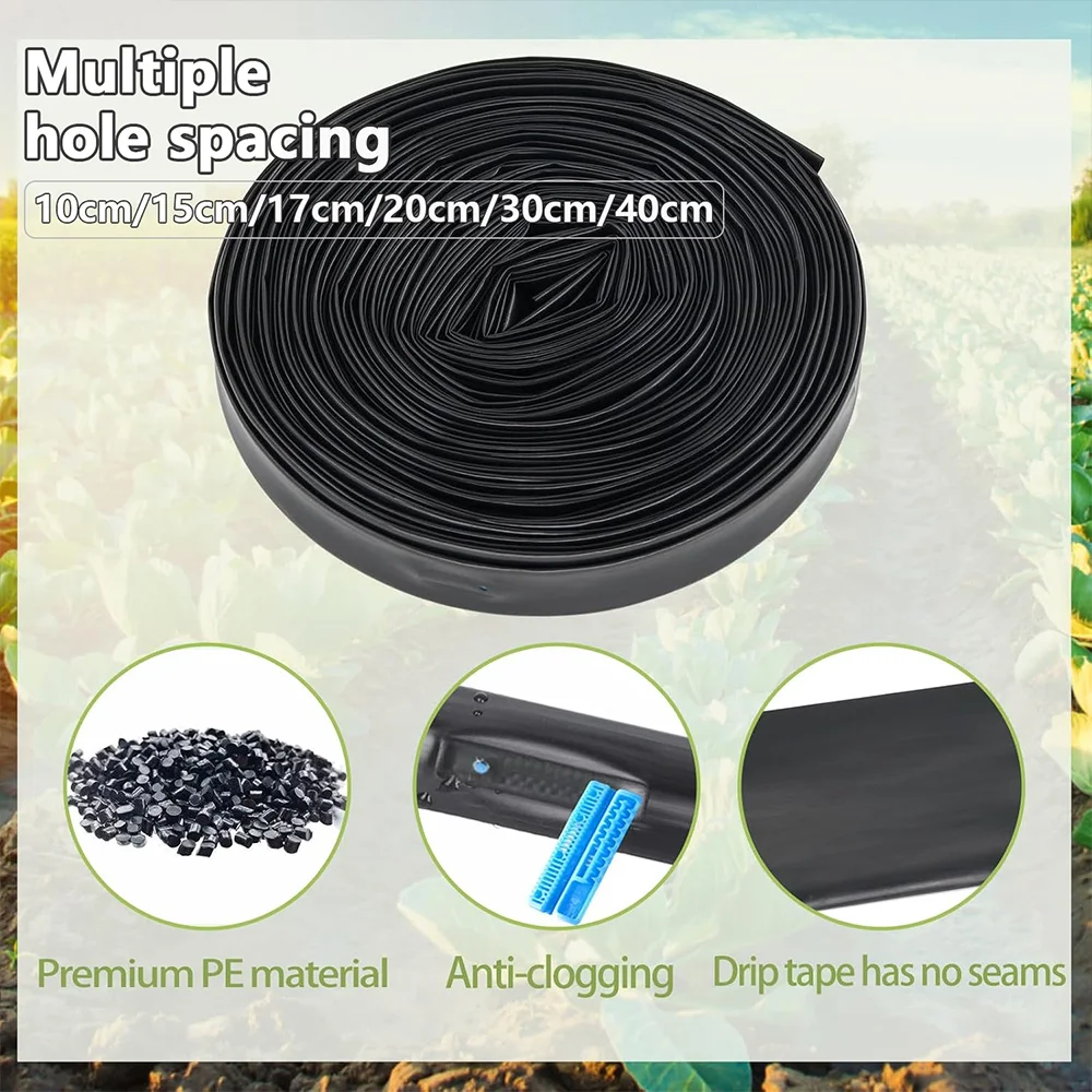50/100m Tropfband 16mm PE-Schlauch mit 10-40cm Abstand für Landwirtschaftliche Bewässerung, Tropfschlauch für Garten, Gewächshaus und Farm – Detail 6