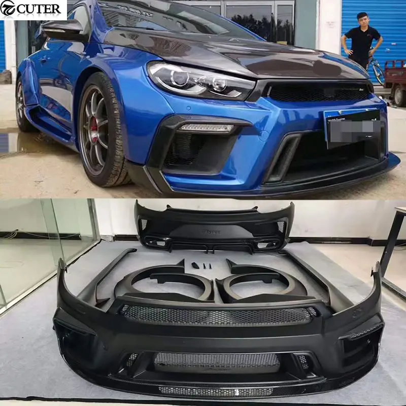 

Carbon Fiber Frp Wide Car Body Kit Front Bumper Rear Bumper Side Skirts Rear Spoiler for Volkswagen Scirocco Aspec Style 09-15