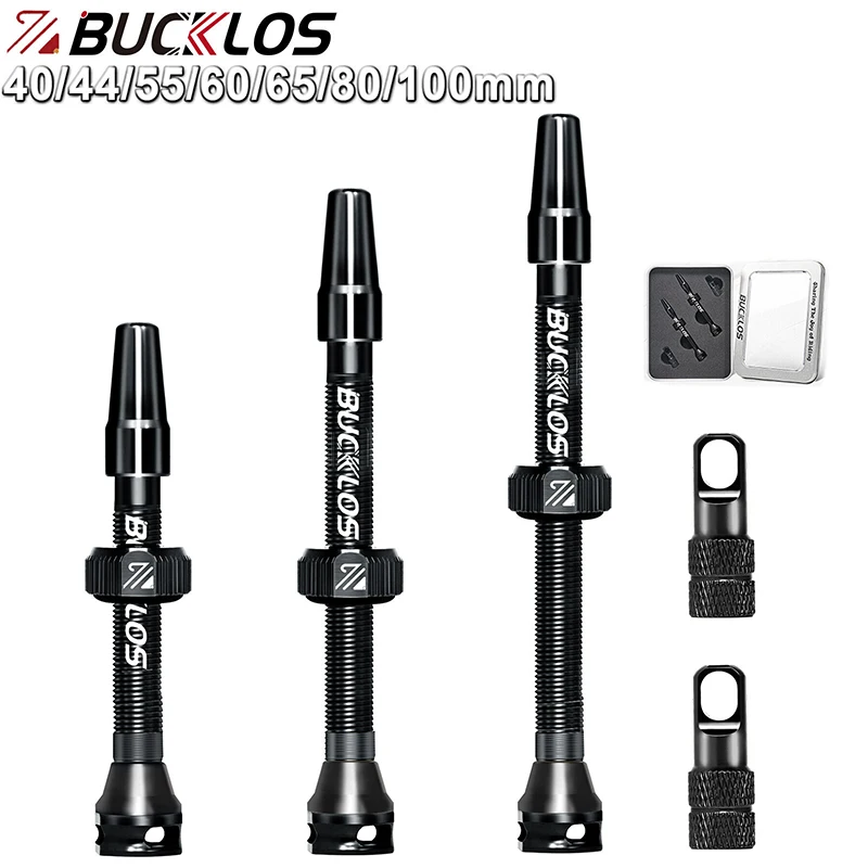 

BUCKLOS Bike Tubeless Valve 40/44/55/60/65/80/100mm Bicycle Presta Valve CNC Aluminum Alloy Bicycle Valve for Tubeless Road MTB