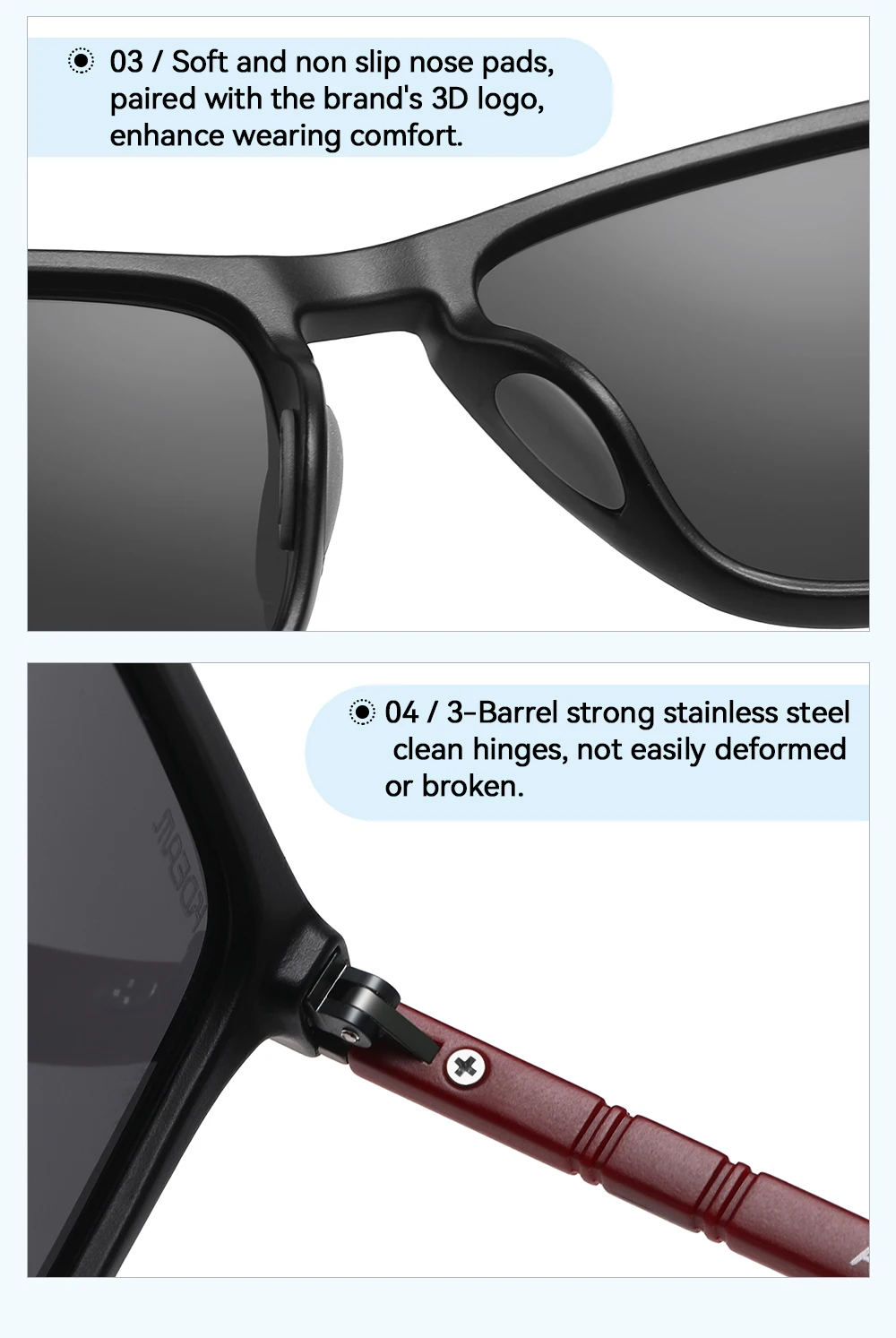 KDEAM 6,18 Zoll Rahmenbreite Extra große polarisierte Sonnenbrille für Männer Frauen Photochrome Sonnenbrille übergroß mit Etui – Detail 9