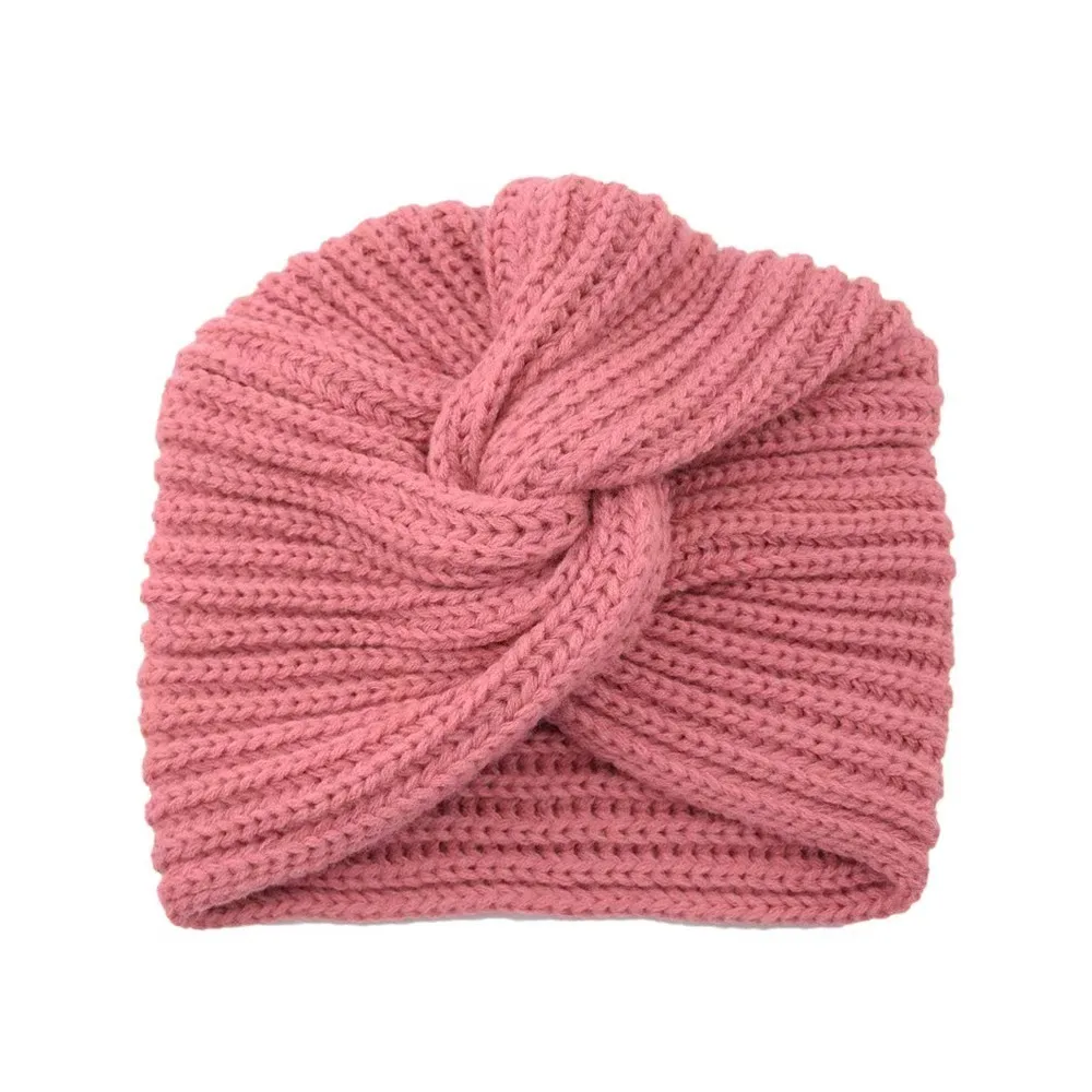 

Casual Twist Knitted Turban Hat Warm Bonnet Design Cashmere Bonnet Cross Wrap Head Wool Turban Cap Autumn Winter