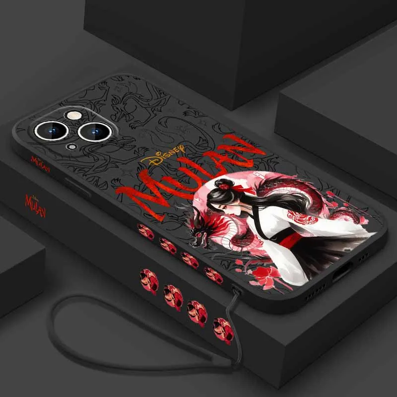 Disney mulan bonito para samsung galaxy a35 a40 41 42 50 51 52 53 54 55 60 70 71 72 73 56 36 capa de telefone com corda esquerda líquida