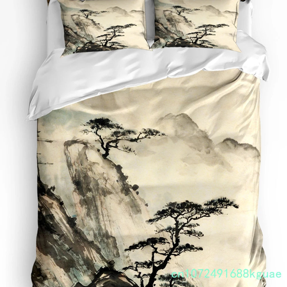 3pcs Bedding Set Canada Lake Landscape Rock Mountain Peaks Trees Duvet Cover Pillow Case Boy Kid Teen Girl Bedding Covers Set