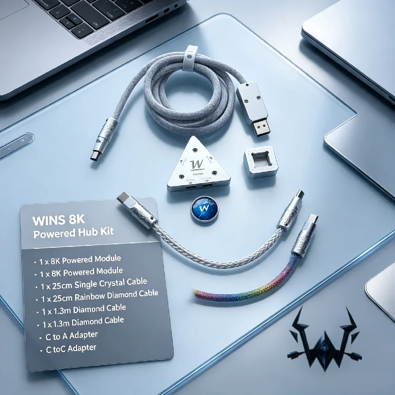 Winshop 2-to-2 Hub 8k Magnetic Axis Cable Set Independent Power Supply Esports Game Mechanical Keyboard  Aviator Cable