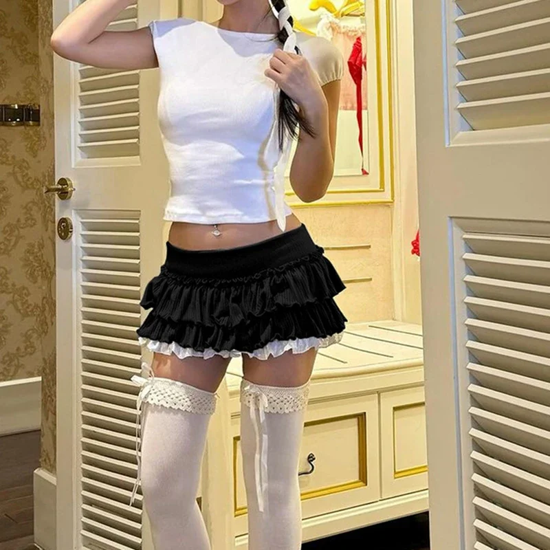 Falda corta Sexy novedad de verano Y2K plisada rompecabezas Mini falda dulce y linda fiesta en club nocturno falda de mujer moda mujer