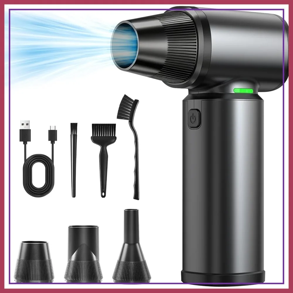 

180000RPM Compressed Air Duster, 3-Speed Rechargeable Cordless Air Blower with LED Light for Computer, Keyboard, Car