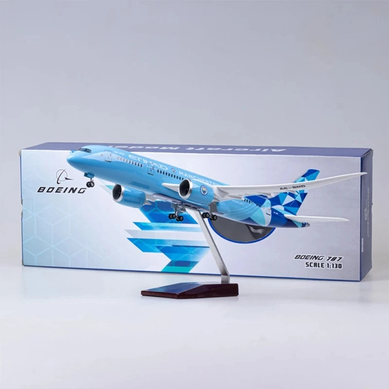 43CM 1:130 Scale Diecast Model Etihad Airways B787 Manchester City livery Resin Airplane Airbus Collection Display Gifts