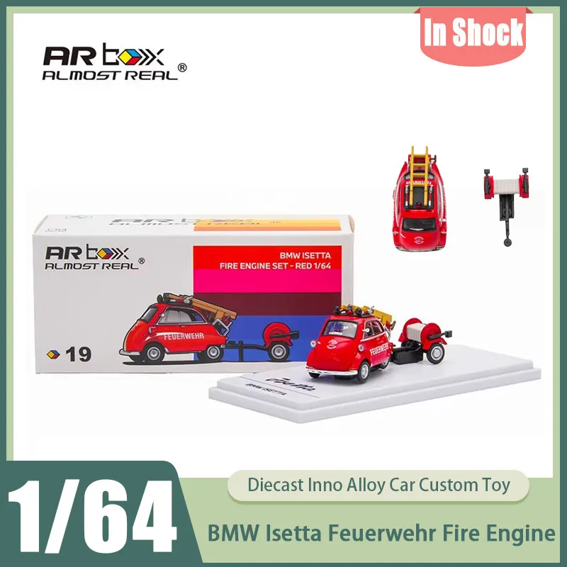 

New In Stock Almost Real (Ar Box) 1:64 Bmw Isetta Feuerwehr Fire Engine Diecast Model Set Classic Microcar Collectible Toys Kids