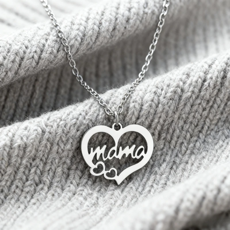 القلائد الفولاذ المقاوم للصدأ القلب رسالة ماما المعلقات القلائد الأم قلادة للنساء مجوهرات للأم أفضل الهدايا #6