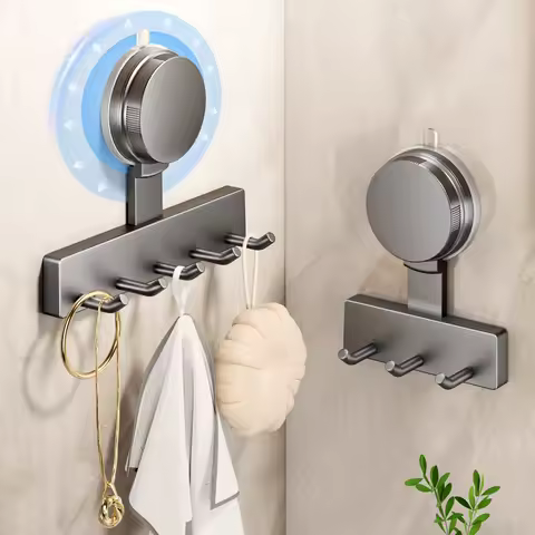 Strong load-bearing no punching suction cup hook bathroom wall mounted door hanging clothes rack clothes and towel racks