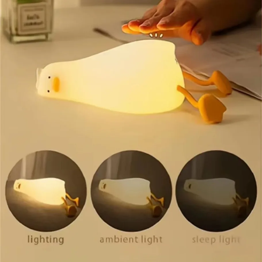 LED Children Night Light Rechargeable Silicone Squishy Duck Lamp Sleeping Creative Bedroom Desktop Decor Lamp Child Holiday Gift