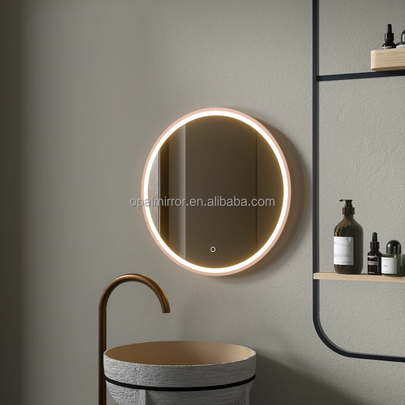 2025 New Custom Anti Fog Modern Simple Touch Circular Round Bathroom Mirror with LED Smart Sensor for Living Room