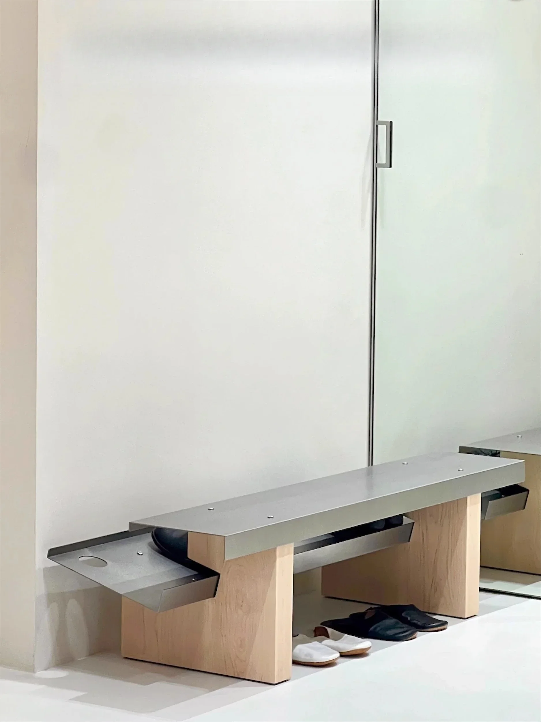 Hard maple [not in a hurry to change shoes bench] Solid wood stainless steel bench, shoe rack, entrance foyer