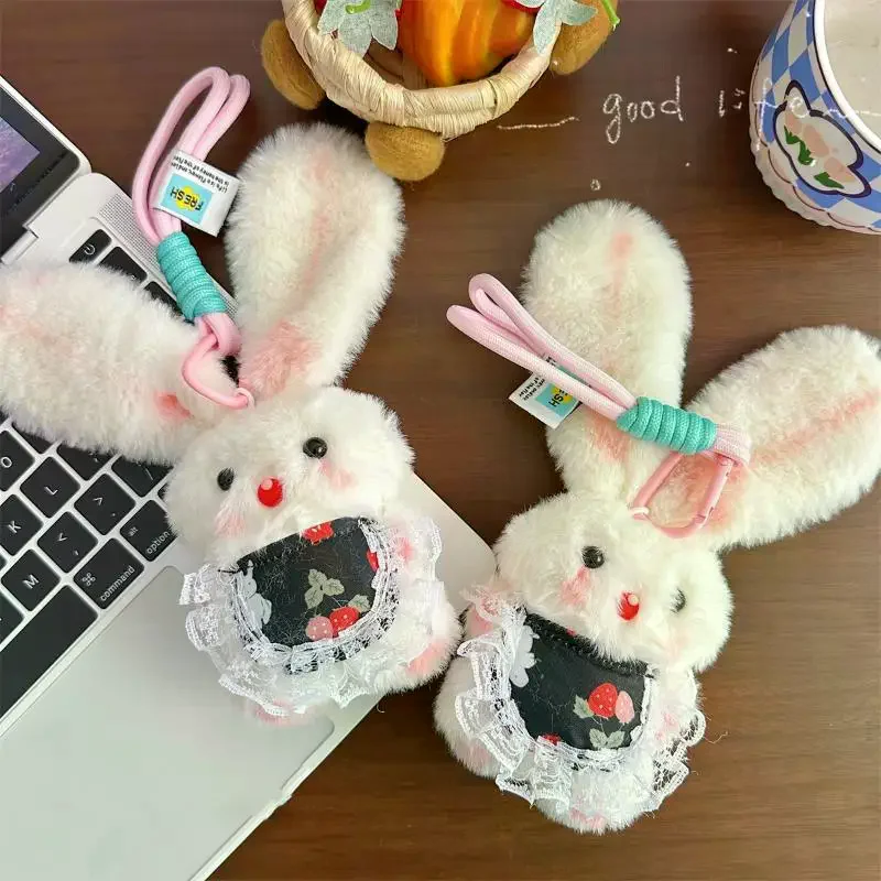 Cartoon Nette Lange-ohr Kaninchen Quietschen Plüsch Puppe Stofftiere Schlüsselbund Anhänger Lanyard Girly Schlüsselring Tasche Hängen Ornamente Geschenke