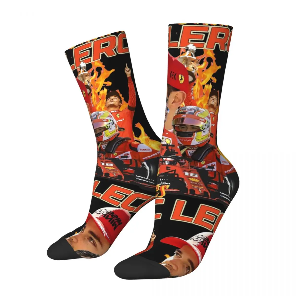 Casual Men Women Socks F1 Racer Charles Leclerc Merch Super Soft Car Racing Sport Dress Socks All Season