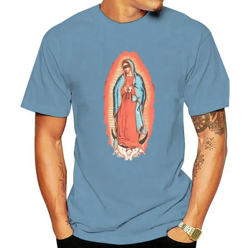 Fashion New Black Scale Virgin Mary Guadeloupe T-Shirt Mens White Blvck Scvle Slogans Customized Tee Shirt