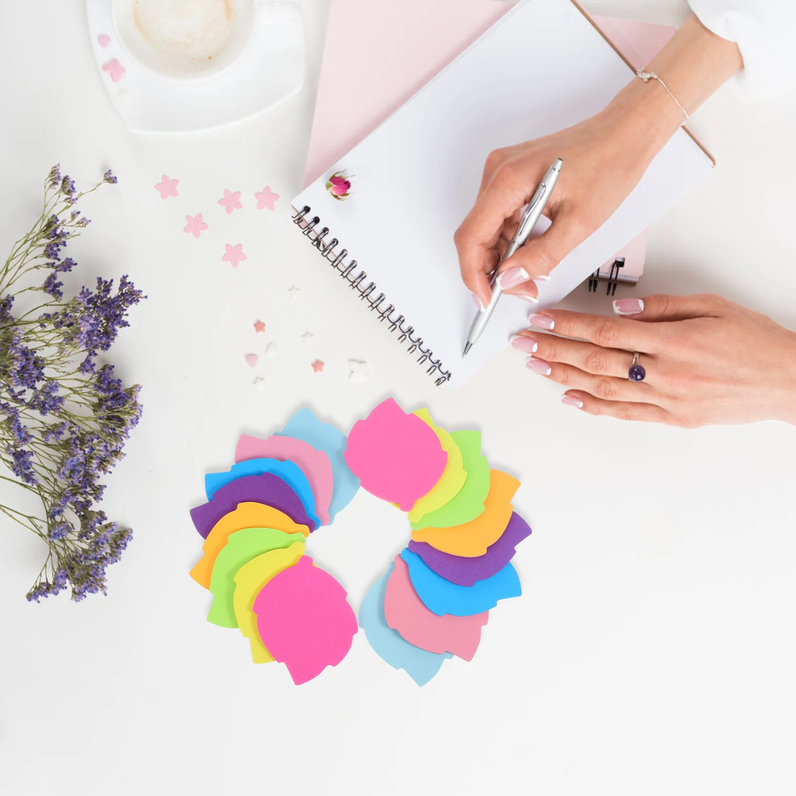 16 قطعة أوراق شكل مذكرة ذاتية اللصق ملاحظات ألوان الفلورسنت الساطعة منصات لاصقة قابلة للإزالة لمكتب المدرسة المنزل المفكرة الصغيرة #5