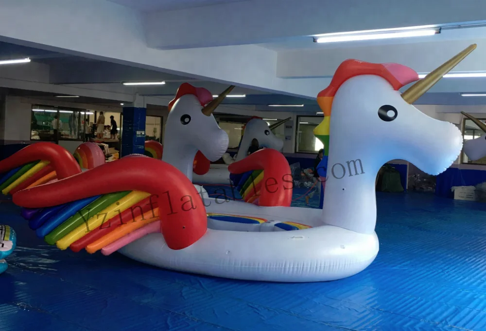 6 Personen aufblasbare Regenbogen Einhorn Pool schwimmen gigantische aufblasbare Party Vogel Insel