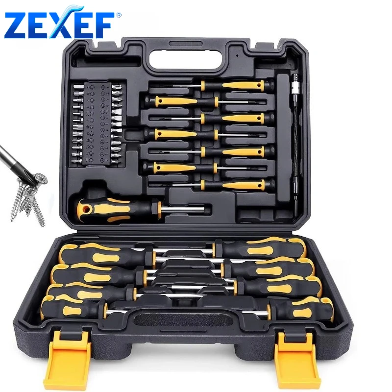 

Набор магнитных отверток ZEXEF с футляром, 42 шт., входят шлицевые крестообразные шестигранные отвертки Pozidriv Torx, прецизионные отвертки, инструменты для мужчин