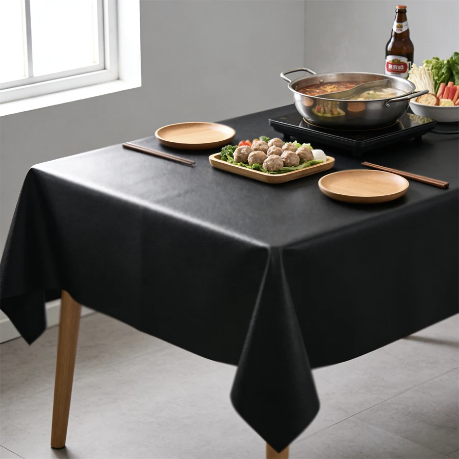 Solid Color PVC Waterproof Tablecloth Dust-proof and Wash Free Dining Table Mat Coffee Table Cloth Available In Multiple Sizes