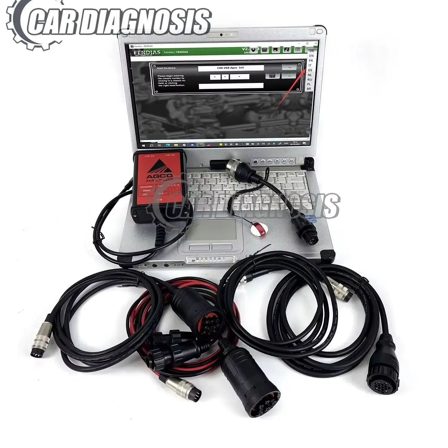 C2 laptop + For AGCO Tractor agricultural for Massey Ferguson Fendt AGCO EDT Electronic Diagnostic Tool CANUSB+key dongle