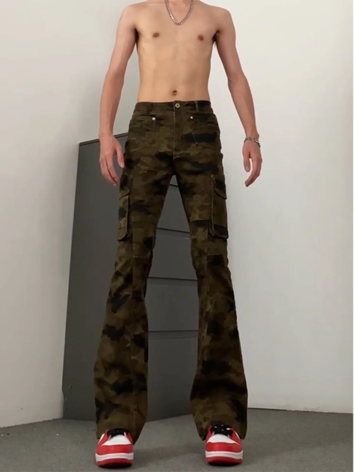 

American Sle Cleanfit Long Trousers High Street Camouflage Workwear Pants Men's Multiple kets Straight Leg Hip Hop Wide ...