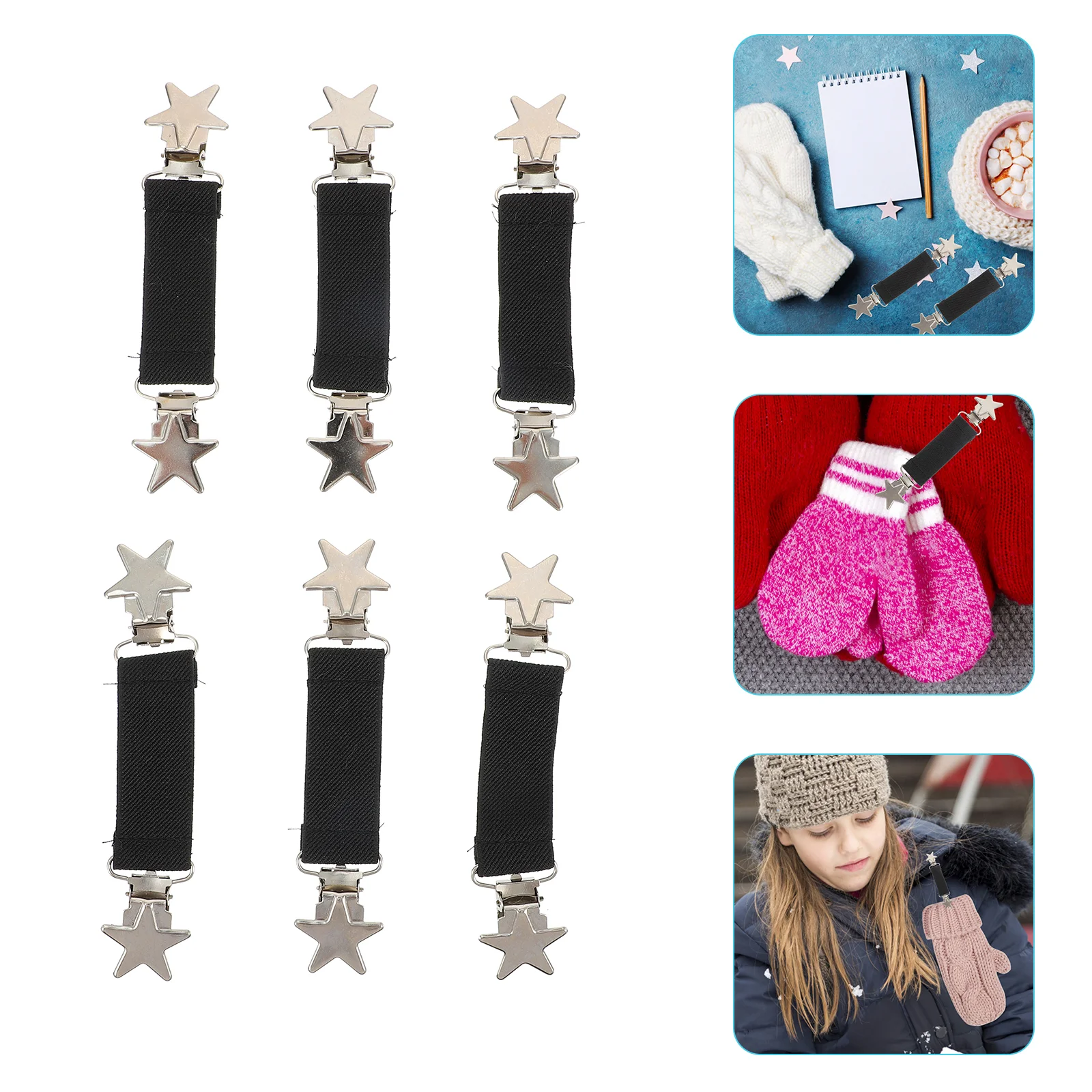 6 Pcs Children Mitten Holders Glove Clip Shawl Elastic Clips Fixing Kids Mittens