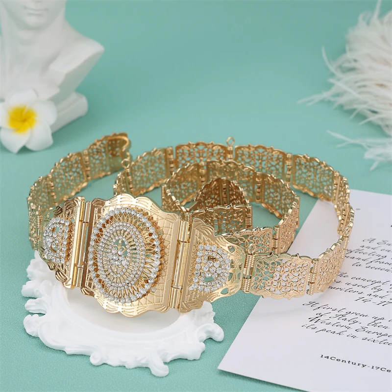 Classic Full Diamond Style Moroccan Style Small Belt For Women And Children With Hollow Crystal Flower Design Body Waist Chain