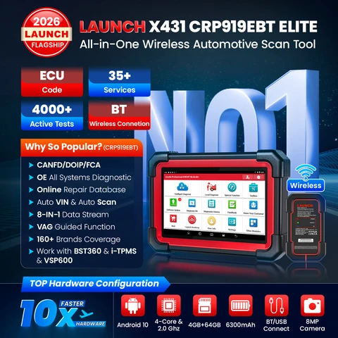 Диагностический сканер LAUNCH X431 CRP919E BT для всех систем, 32 функции сброса, считыватель кодов OBD2, кодирование ЭБУ, диагностика, сканирование OBD