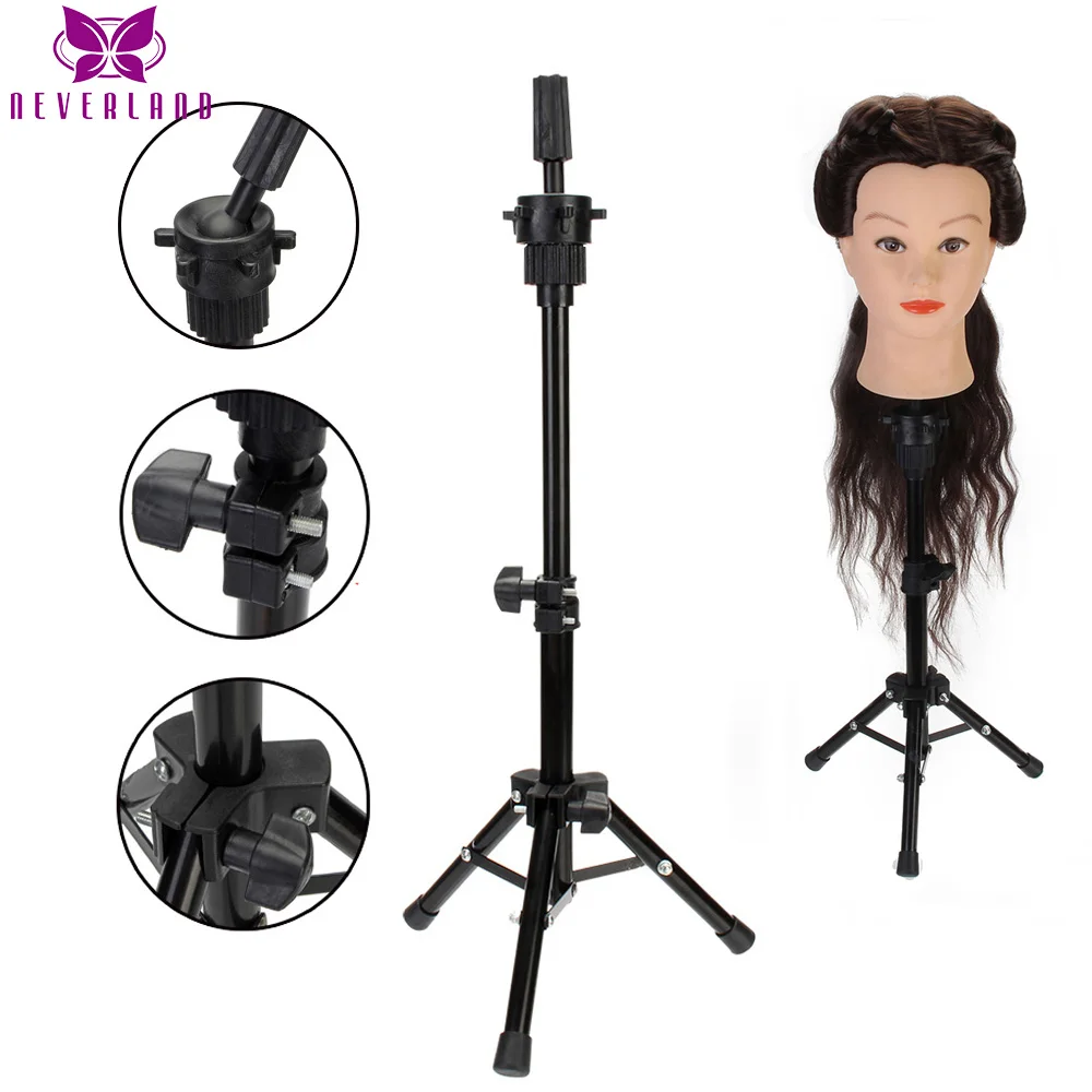 Maniquin Head Stand Adjustable Salon Wig Tripod Stand Wig Hair Styling Practice Hairdressing Training Head Clamp Wig Head Stand