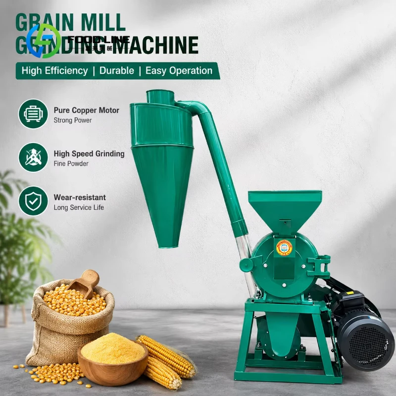 Customized Farm Use Self-priming Toothed Disc Mill Cyclone Dust Collector Electric Grain Grinder Corn Wheat Feed Flour Mill