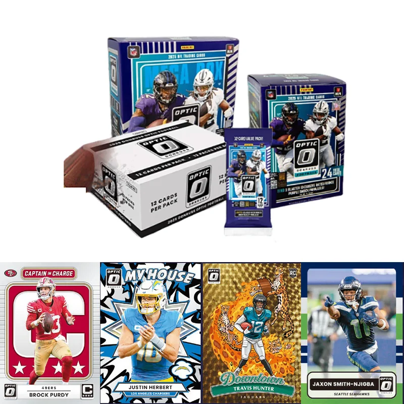 Caja de Blaster de Fútbol Americano Panini Donruss Optic NFL 2025 Sellada de Fábrica, Tarjetas Coleccionables con Calificación de Jugador Novato, Edición Paralela Downtown