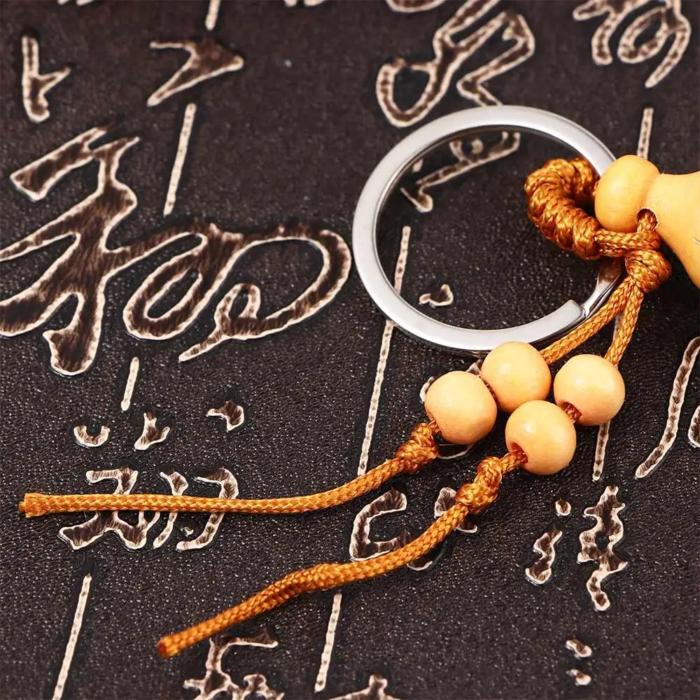 High Quality Mini Wishful Bag Pendant Car Key Ring Ornaments Peach Wood Keyring Good Luck Gourd Keychain Chinese Traditional