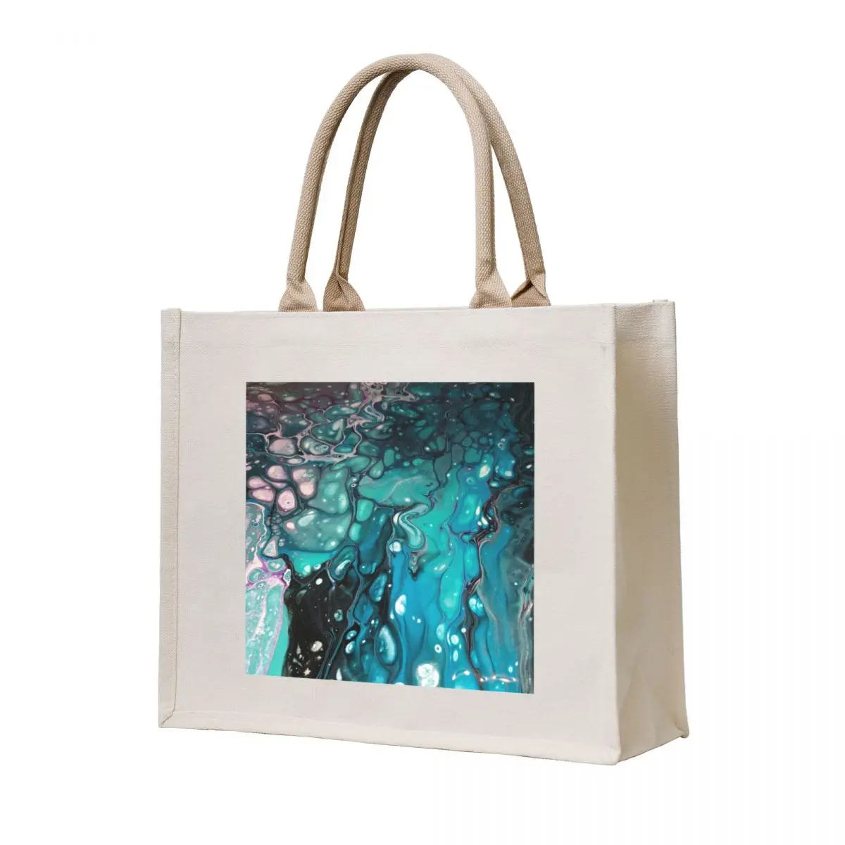 

Aqua, teal, silver, purple, and white on black background Tote Bag custom canvas bag tote bags men shopper bag woman