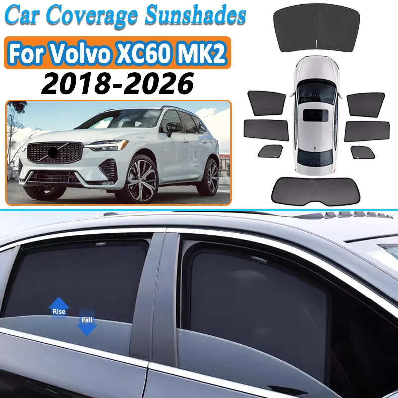 

For Volvo XC60 MK2 Accessories 2018-2026 Mesh Windows Sunshades Car Side Windows Sun Visor Privacy Curtain UV Protection Cover