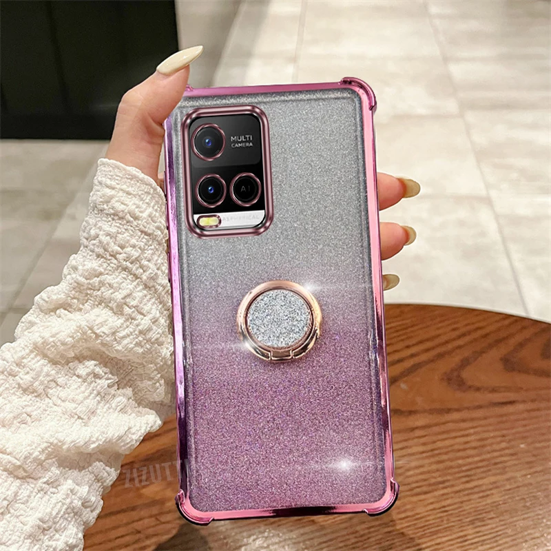 Vivo Y28 - Casing Penyangga Ponsel Glitter Bulat Modis