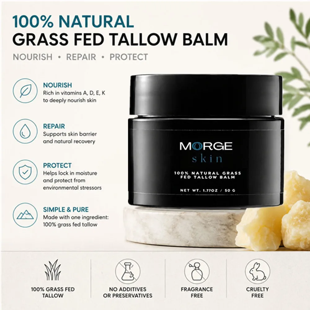 50g Natural Grass Fed Tallow Balm Male Anti-Wrinkle Protective Tallow Cream Deep Hydration Repairing and Smoothing