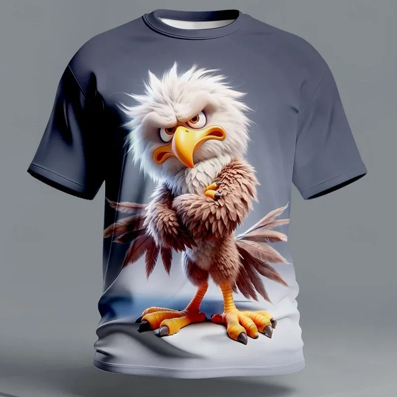 Abstract Funny Animals Pattern T Shirt For Men Chicken Eagle 3D Print Tees Summer Casual O-Neck Tops Loose Short Sleeve T-Shirts