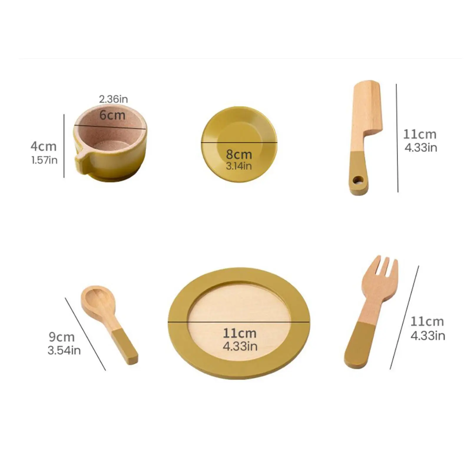 

Wooden Toy Plates Dishes Life Skills Forks Simulation Play Cutlery Plate Set Pretend Play Playset Play Dishes for Kids for Kids