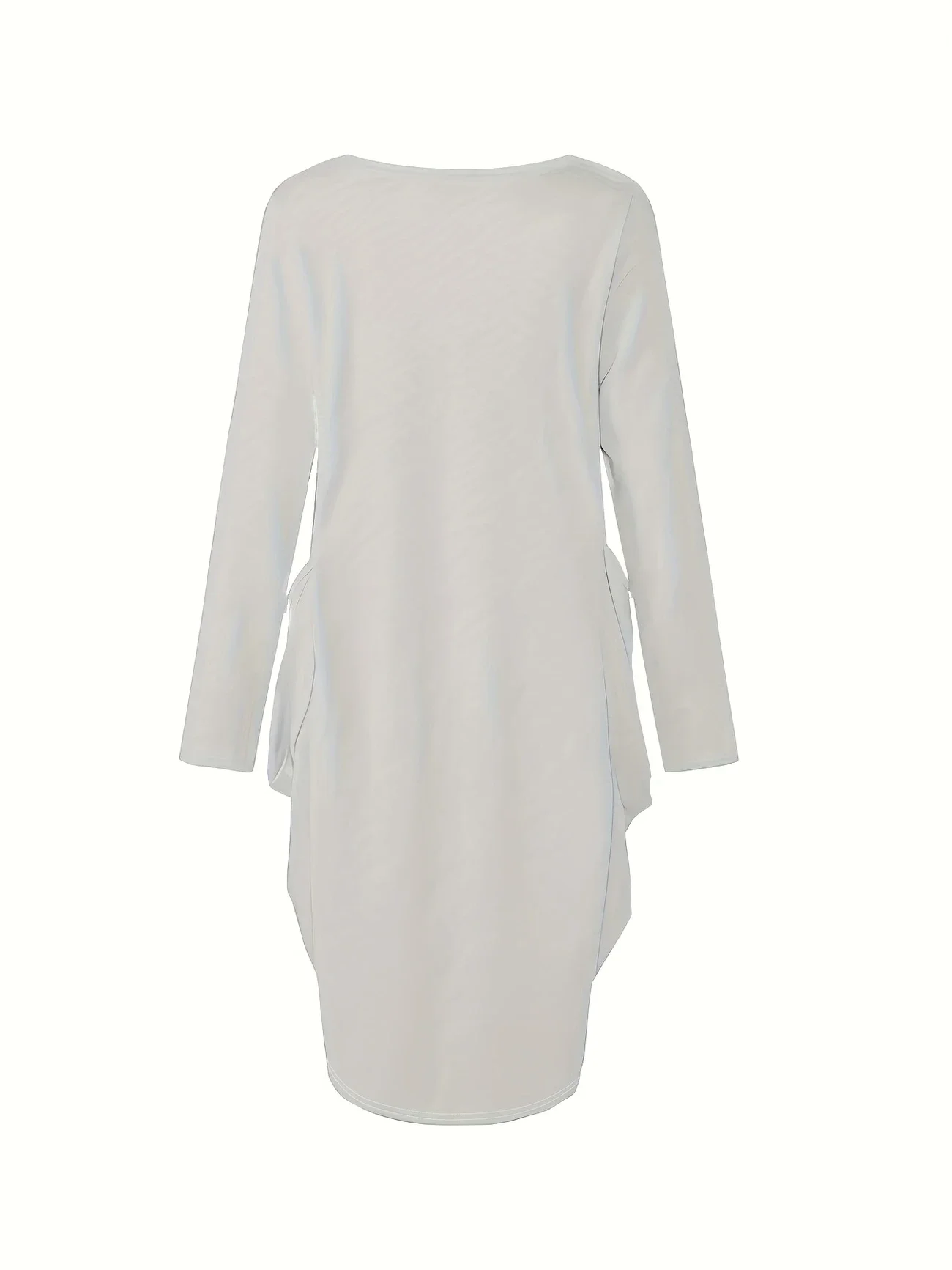 플러스 사이즈 1XL-5XL 여성 캐주얼 달 & 태양 프린트 비대칭 밑단 드레스 숙녀 캐주얼 루즈 스타일 우아한 크루 넥 드레스