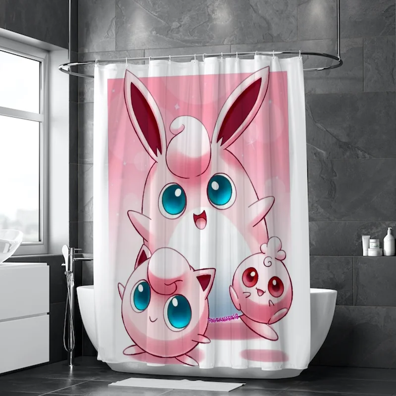 Shower P-pokemones Waterproof Fabric Bathroom Curtains for the Home Bath Curtain Accessories Bedrooms Shade Opaque Products