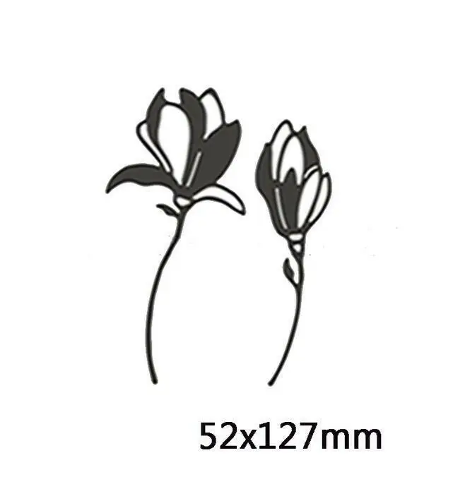 Magnolias Flowers Metal Cutting Dies Stencil Scrapbooking Diy Album Stamp Paper Card Embossing Decor Craft Knife Mould