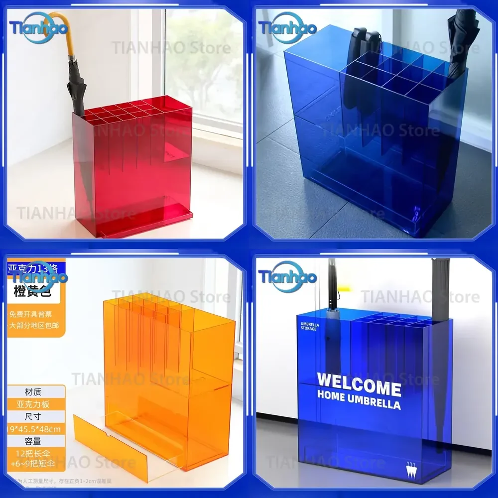 Commercial Acrylic Umbrella Stand for Drip-Dry Organizer Entryway Waterproof Umbrella Storage for Hotel Lobby Rain Gear