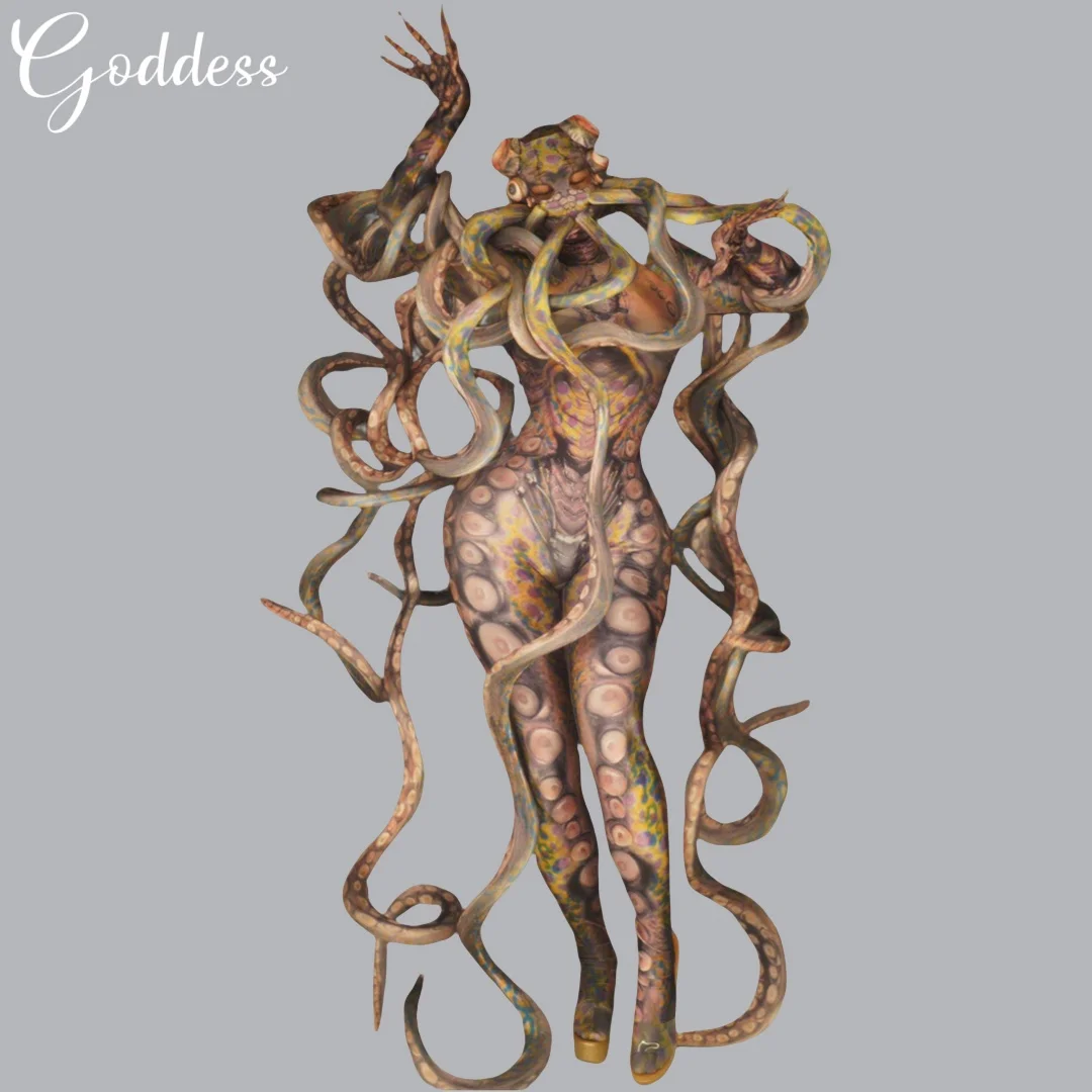 Halloween Octopus Monster Stage Jumpsuit Women Long Tentacles Cosplay Costumes Stretch Skinny Horror Role Playing Dance Bodysuit