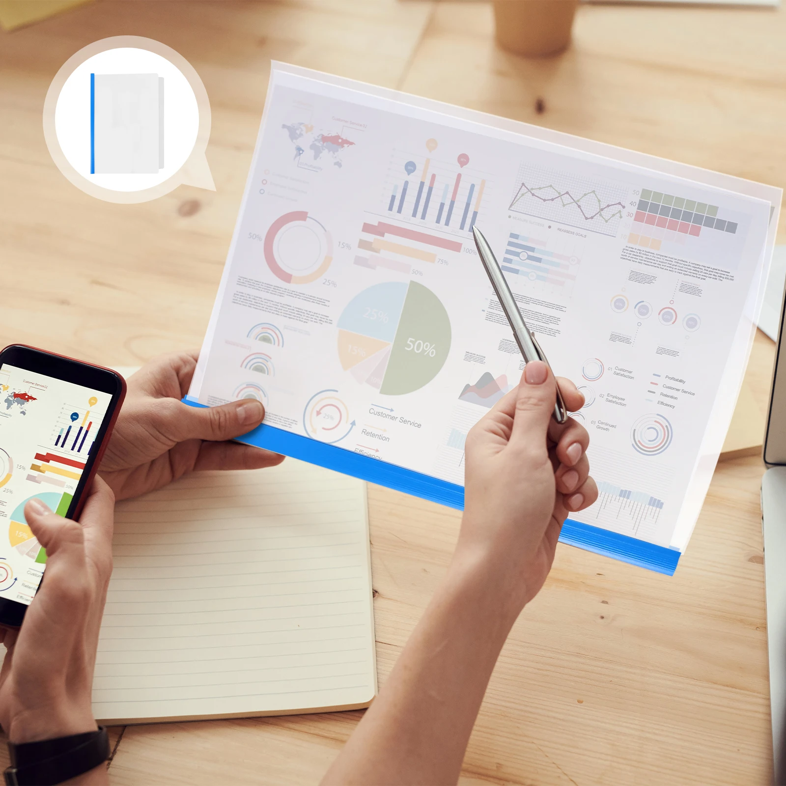 10Pcs File Organizer A4 Rod Clamps Transparent Folders Easy Classification for Documents Test Papers Music Books